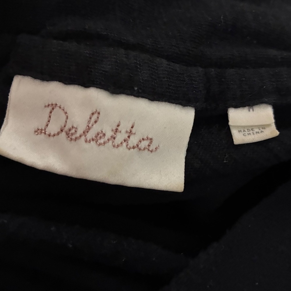 Delotta Black Plunge V Neck Draped Sleeveless Top Braided Waist Cotton M‎ Anthro - Picture 3 of 5